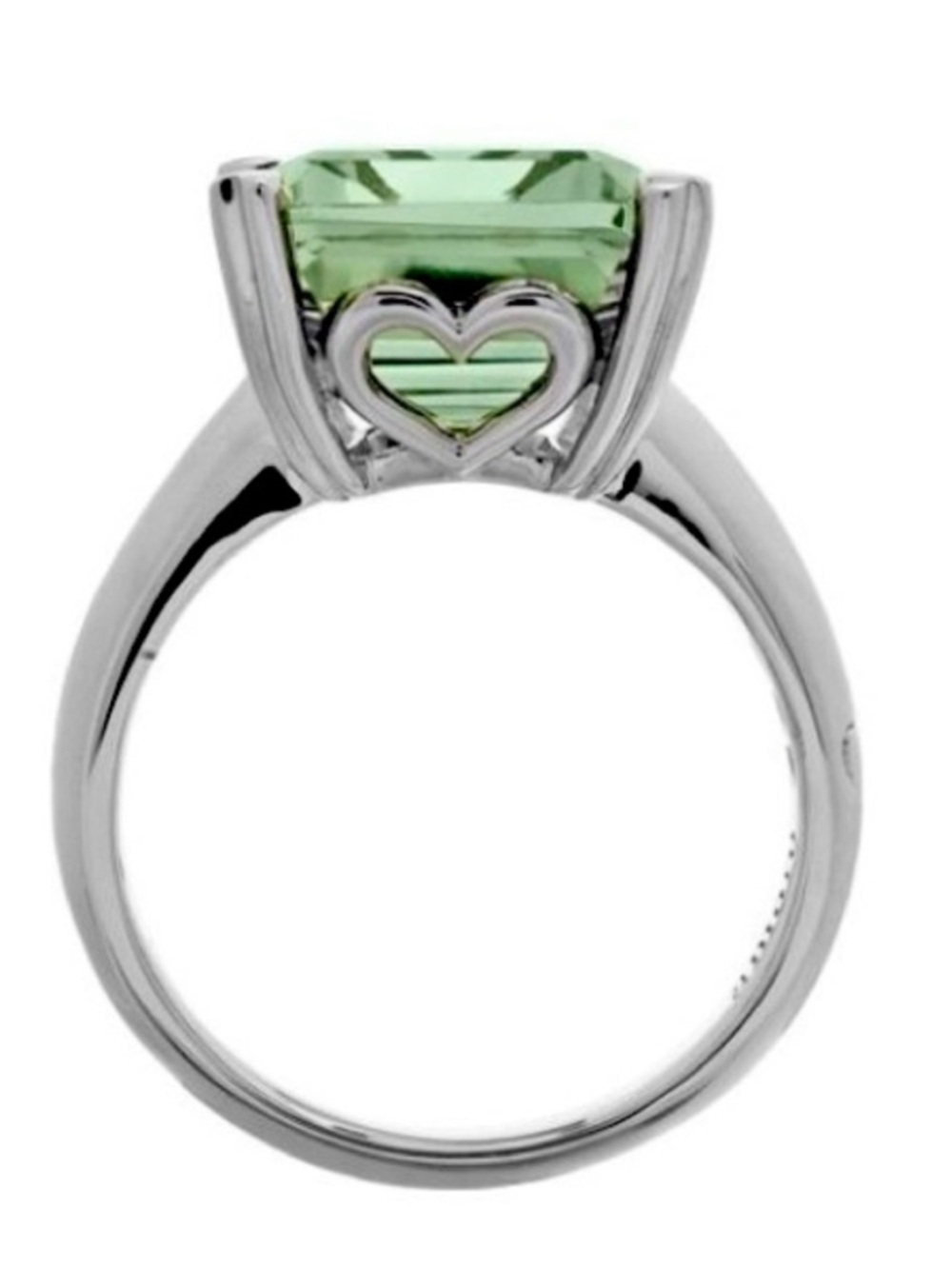14K White Gold 10 Carat Green Prasiolite Amethyst Ring
